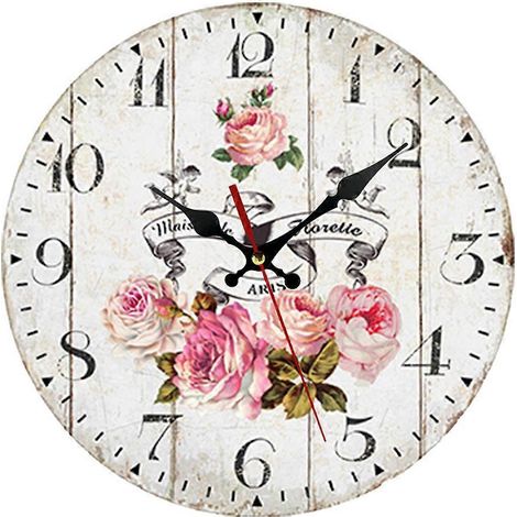 Horloge murale de 30 cm (12 pouces), horloge murale de salon, horloge murale antique, horloge murale simple en bois - Cq434-8 (1/5)