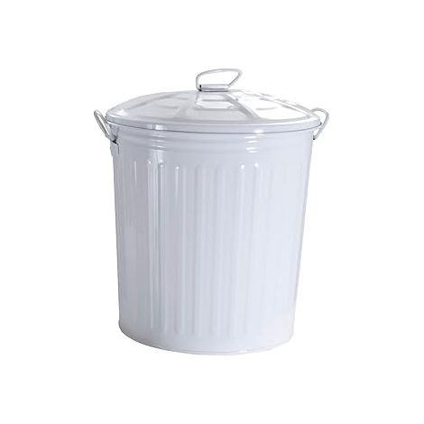 King Home BIDONE LT.18 VERNICIATO BIANCO con coperchio e maniglie laterali Ø31x35h cm (1/4)