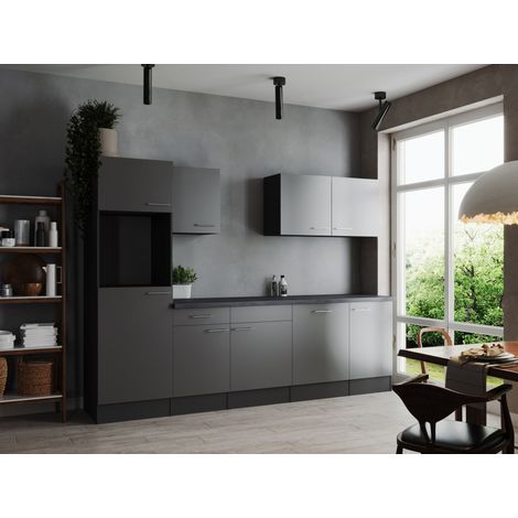 Küche Küchenzeile Leerblock Grau Matt Grau Oliver 280 cm Respekta