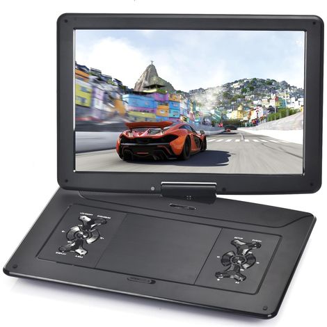 Lecteur DVD Portable de 17,9" avec Grand écran pivotant HD de 15,6", Batterie Rechargeable intégrée, Prend en Charge Toutes Les régions, lecteurs DVD de Voiture pour Enfants, écouteurs/Carte (1/5)