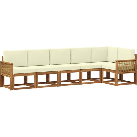 Outdoor Sofa Set 6 pcs Natural and Cream Polyester vidaXL (1/5)