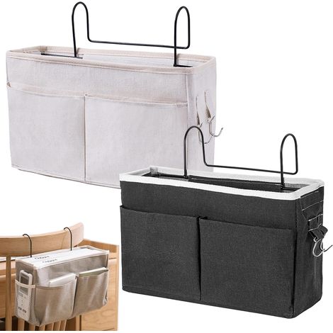 2 Pièce Organisateur de Chevet Lit, Panier de Lit Chevet Suspendu, Poche Organisateur Suspendu, pour Bureau, hambre, Cuisine (1/5)