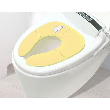 Siège de toilettes pliable pour enfants, siège de toilettes de voyage, siège de toilettes pliable pour l'extérieur d'hôtel (jaune) (1/5)