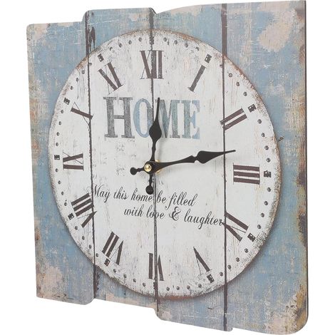 Horloge Murale en Bois Carrée, Chiffres Romains, Noire (1/5)