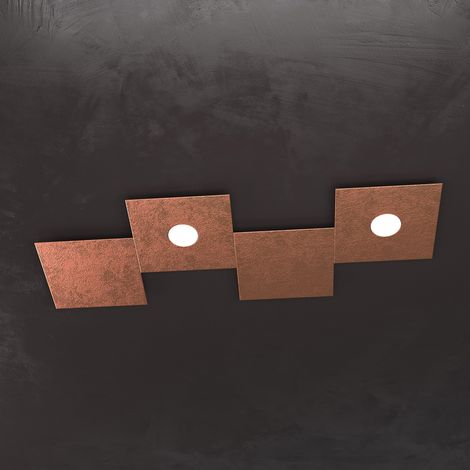 ECCENTRIC APPLIQUE-PLAFONIERA 2 LUCI + 2 DECORATIVO FOGLIA RAME 1156-2L2D-FR