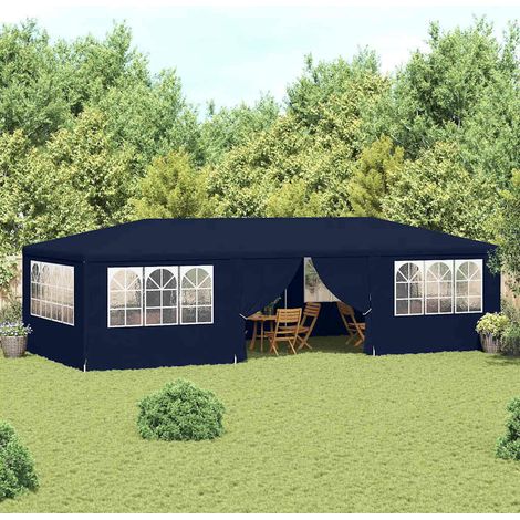 Profi-Partyzelt mit Seitenwänden 4×9 m Blau 90 g/m²