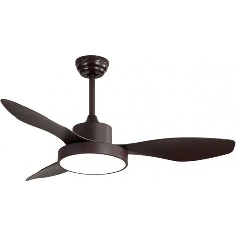 TODOLAMPARA - Ventilatore de ventilatore da soffitto con luce LED 40W modello HAYATE Brown, 3 tonalità de luce con memoria, 3 pale, 3 velocità, telecomando, timer, dimensione media (1/4)