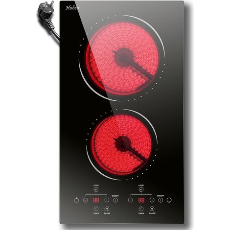 Plaque vitrocéramique 2 feux encastrable 30cm 3000W – Commande tactile – Double zone – 9 niveaux de chaleur – Verrouillage de sécurité – Minuterie