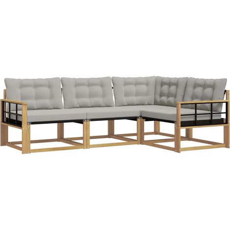 Outdoor Sofa Set with Cushion 4 pcs White and Light Grey vidaXL