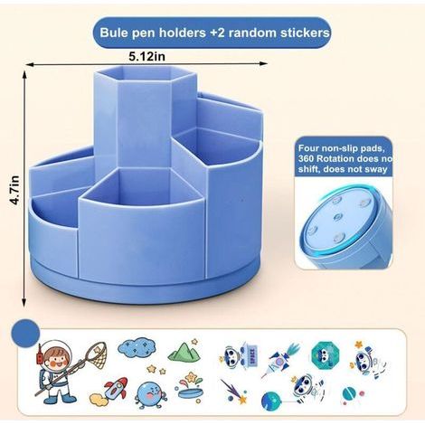 Organisateur Bureau Rotatif 360 Degrés 7 Compartiments Porte-Stylos Accessoires Papeterie (1/3)
