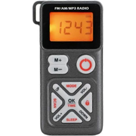 Mini Pocket Radio Portable FM AM MP3 Radios Recevier Sleep Timer 3.5mm Casque Jack Carte TF Lecteur de Musique Gris (1/5)