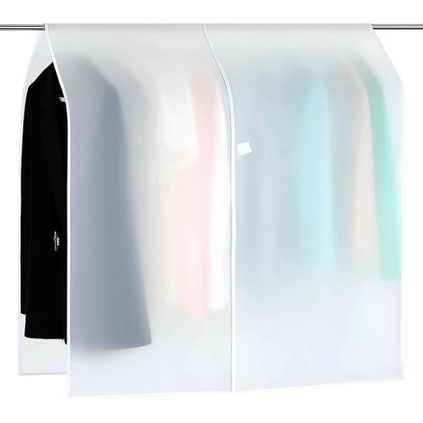 1 Housse de protection pour porte-vêtements, Transparente, En EVA, Résistante à la poussière et à l'humidité, Pour costumes et robes (1/5)