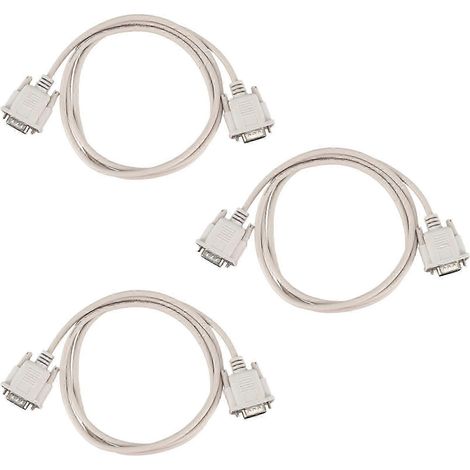 Trois câbles adaptateurs vidéo RS232 DB9 9 broches mâle vers VGA 15 broches mâle de 1,4 mètre, gris clair. (1/5)