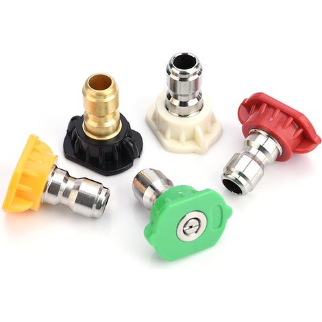 Embouts de Buses pour Nettoyeur Haute Pression, Lot de 5 Buses de Pulvérisation à Angles Variés, Compatibles avec les Raccords Rapides pour Eau Chaude et Froide (1/5)