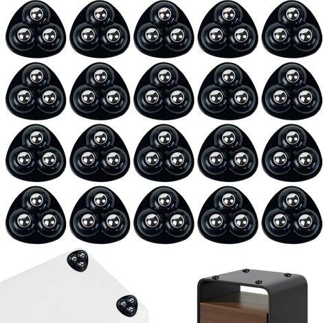 Ruedas pequeñas para muebles, 20 unidades, color negro, con giro de 360 grados, autoadhesivas, universales, para botes de basura, cajas de almacenamiento y muebles pequeños