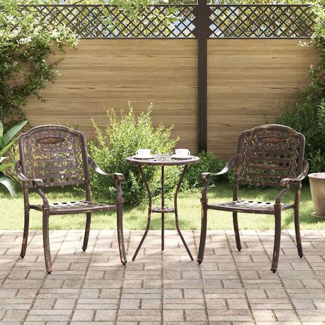 Chaise de jardin-Chaise de terrasse-Chaise d'extérieur 2 pcs Bronze 55 x 56,5 x 91cm Aluminium (1/5)