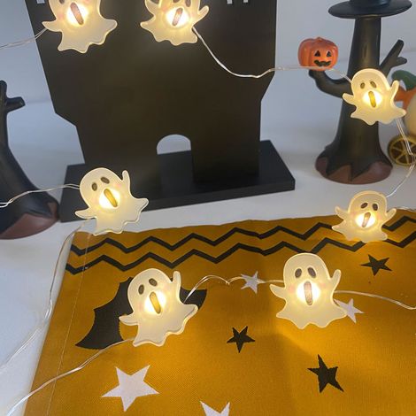 Halloween-LED-Lichterkette Geist 5m 50 LEDs USB – Gruselige Dekoration mit winkenden Geistern, Stimmungsbeleuchtung für Innen- und Außenbereich-lsw