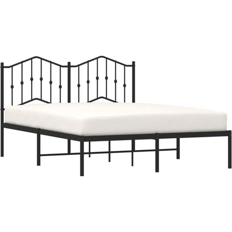 Estructura cama sin colchón con cabecero metal negro 140x190 cm vidaXL (1/4)