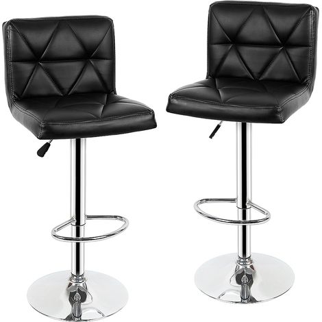 Aqrau Tabouret de bar à dossier oblique noir 2 pcs