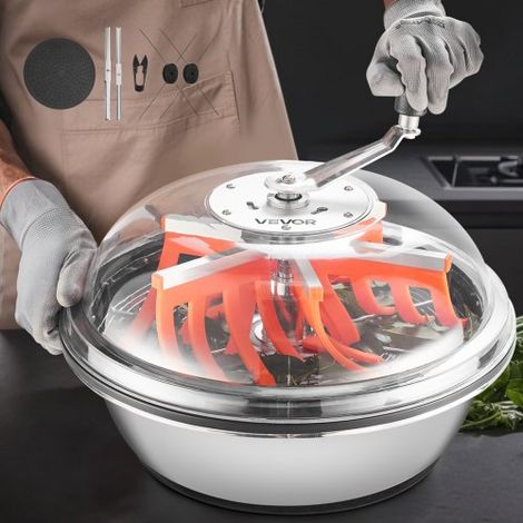Erntemaschine Bowl, 42cm manuell, Bud Trimmer mit Edelstahlklingen, Nass- & Trocken-Hydrokultur-Schneidemaschine, gedrehter Schleuderschnitt für Pflanzen, Blätter, Knospen, Blumen (1/5)