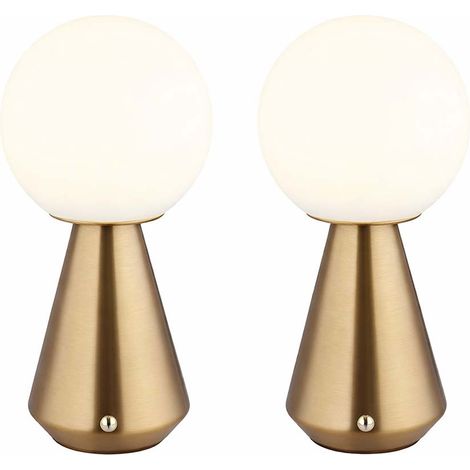 Lampada da tavolo Lampada da tavolo ricaricabile USB CCT color rame Comodino touch dimmer, opale, LED 1,5W 140Lm bianco caldo-bianco freddo, DxH 12x23,5 cm, set di 2