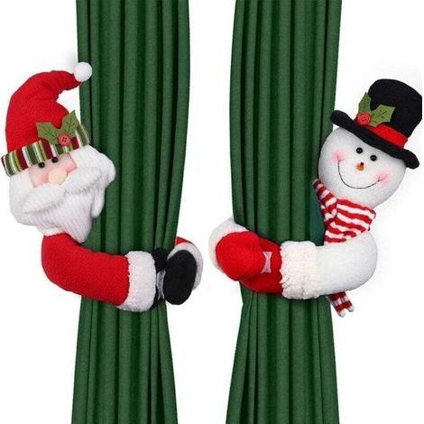 Set of 2 Christmas curtain tiebacks Santa Claus Snowman Curtain tiebacks Curtain tiebacks Curtain tieback buckle Window decoration Wine bottle decoration Christmas decoration (1/4)