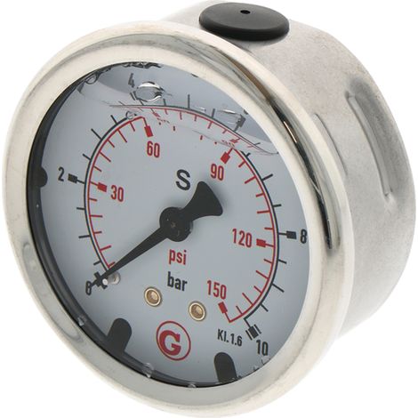 Manometro con attacco posteriore G 1/4 di pollice 10 bar 63 mm (1/3)