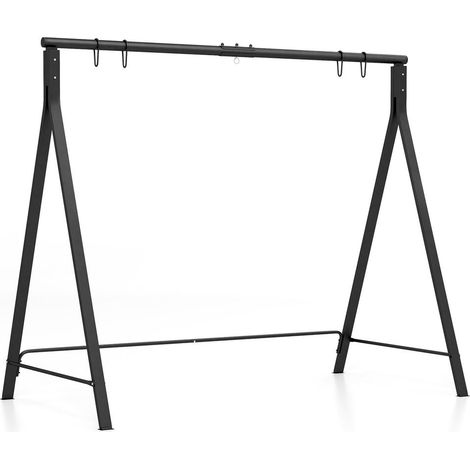 Usage pratique, portique balançoire noir avec cadre métal en A, pour porche, jardin ou balançoire d’arbre (1/5)