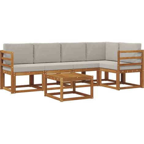 Outdoor Sofa Set with Cushion 6 pcs Natural and Light Grey vidaXL (1/5)