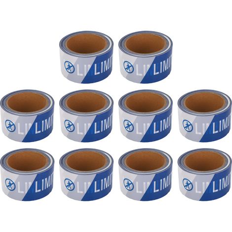 Nastro di sicurezza blu, 10 rotoli, in PE impermeabile, ad alta visibilità, per segnaletica di cantiere e zone di pericolo. (1/5)