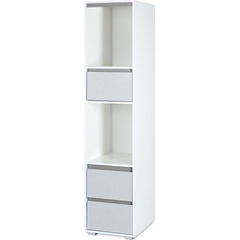 DALIA Meuble colonne avec 2 niches de rangement et 3 tiroirs style urbain Blanc