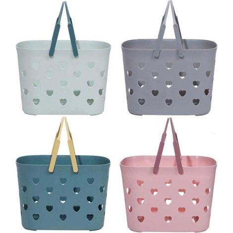 Panier De Rangement - Forme Coeur - Plastique Robuste - Pour Salle De Bain Plage - 4 Unites