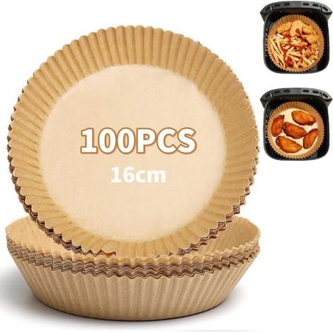 Papier sulfurisé, 100pcs Papier sulfurisé Antiadhésif Jetable, Papier Cuisson, pour Friteuse à Air, Poêle, Four et Micro-ondes (1/4)