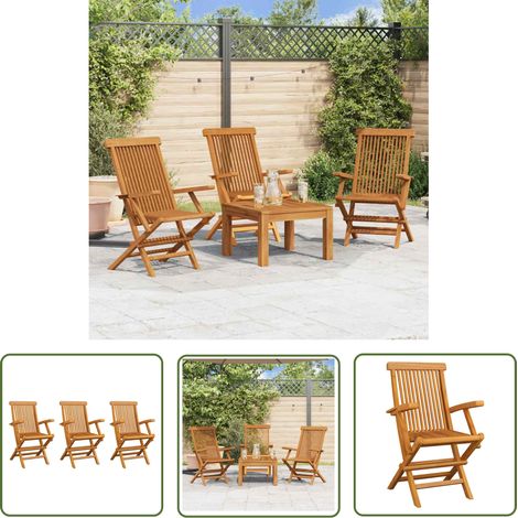 Furniture Limited - Chaises de jardin lot de 3 Bois de teck massi (1/5)