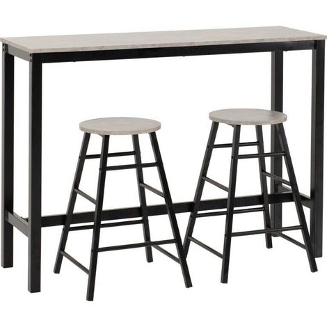 Athens Breakfast Bar Set - Concrete Effect/Black (1/5)