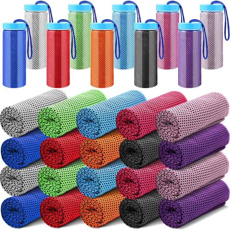 Paquete de 20 toallas refrescantes para cuello y rostro, 80 x 30 cm, de secado rápido, transpirables y portátiles (10 colores) (1/5)