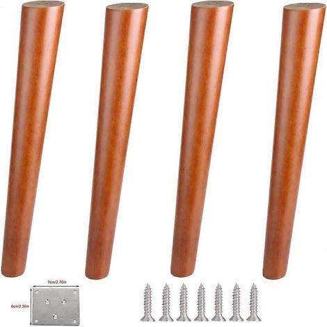 Möbelbeine aus Holz, 4er-Set, runde Sofafüße aus massivem Gummibaumholz, schräge Kegel-Ersatzbeine für Küchentische, Bett- und Kleiderschrankfüße – 60 cm (23,62 Zoll)