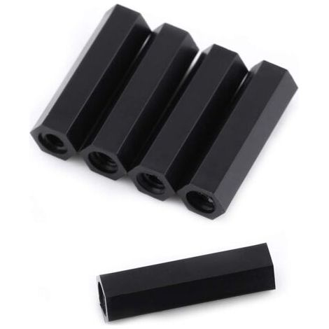 100 pièces noir PA66 M3 femelle x M3 femelle entretoise filetée hexagonale entretoise (M3  25) (1/3)