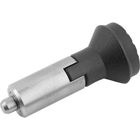 KIPP Arretierbolzen ohne Bund Gr. 4 D1=22 D=10 L=80 Form M Edelstahl mit Rastnut (1/2)