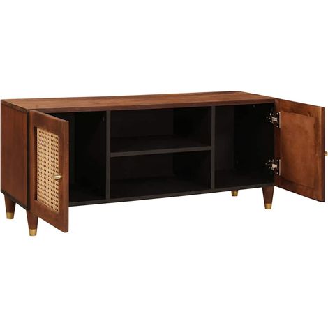 Maison Exclusive - Mobile TV Marrone 105 x 33,5 x 46 cm Legno di mango massello (1/5)