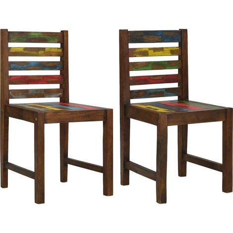 Lot de 2 Chaises Chaises de salle à manger Chaise de cuisine Bois de récupération solide 12974 (1/5)