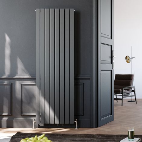 ELEGANT 1800x608mm Designer Anthracite Flat Panel Vertical Radiator Central Heating with Thermostatic Radiator Valves (1/5)