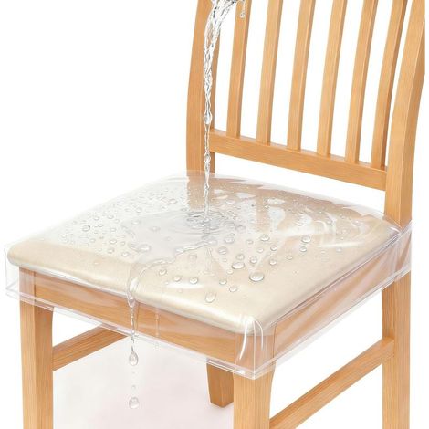 Lot de 6 housses de chaise transparentes en PVC, résistantes aux taches et éclaboussures, 43 x 46 x 10 cm, sangle ajustable (1/5)