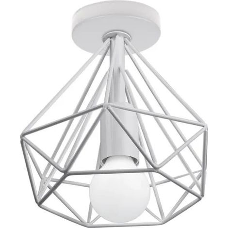 U-DO Plafonnier Suspension forme Diamant en Fer Cage Plafond E27 (1/4)
