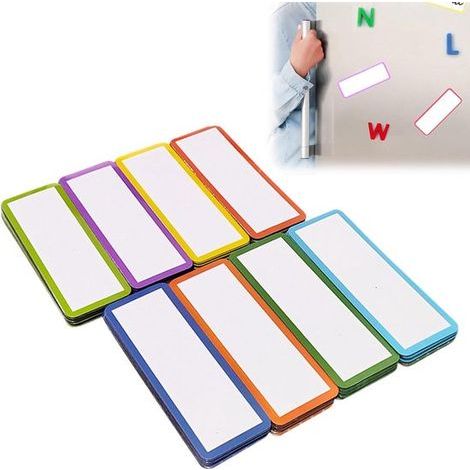 Aimants pour tableau blanc - 50 pièces - 10 x 5 cm - 8 couleurs vives (1/5)
