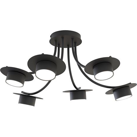 Plafoniera Moderna Giunone Acciaio Nero 6 Luci Gx53 Ip20 (1/5)