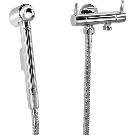 Sapho Bidet - Bidetbrause mit Doppelventil für Spülkasten-Wasseranschluss, verchromt 1209-04