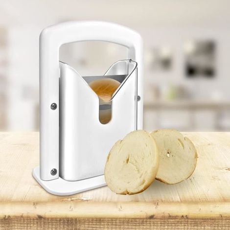 Trancheuse à bagel - MARSEE - Poignée de sécurité - Couteau - Protection de sécurité - Acier inoxydable (blanc) (1/4)