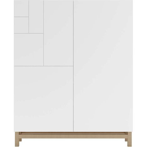 Recibidor zapatero modelo 515 acabado roble claro/blanco, 90x112x27 (ancho x alto x fondo) (1/3)