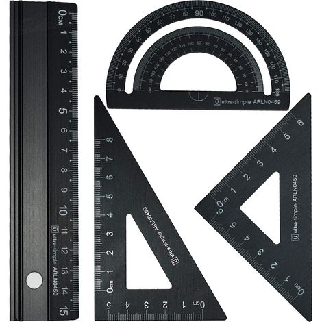 Ensemble de règle d'échelle d'architectes en métal - Ensembles de géométrie de Dessin Technique 4 PCS, géométrie mathématique (1/4)